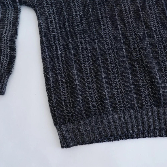 Vintage Croft  & Barrow Gray and Black 3D Pattern Crew Neck Sweater XL (8% Wool) - Picture 6 of 9